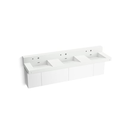 Kohler Constellation 90In Wall-Mount Basin Lavatory System With Backsplash In Miami White 81026-BPW-KEH
